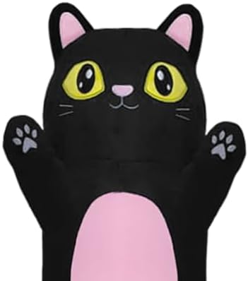 Black Cat Plush Body Pillow for Kids | Long Stuffed Animal Cuddle Pillow | Soft Hugging Toy | Plushie Gift for Girls & Boys | Long Plush Body Pillow for Sleep & Comfort | Large, 47 Inches