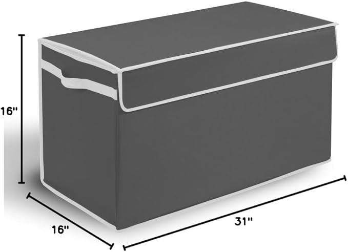 Great Useful Stuff G.U.S. Large Collapsible Toy Box | Toy Organizers, Storage bin, basket with Lid | Sturdy 600D Polyester Toy Chest | Durable, Storage Box for Kids’ Playroom | 30"x16"x16" (Gray)