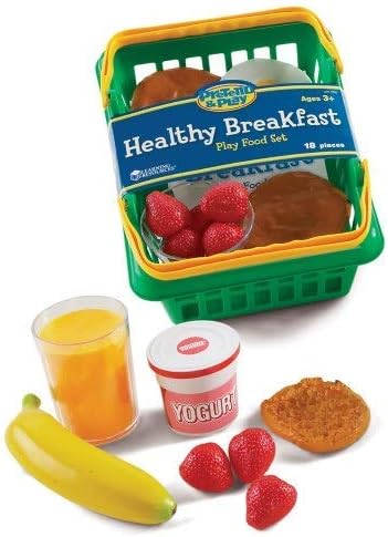 Learning Resources Pretend & Play Healthy Foods Set, 3 Baskets of Plastic Play Food, Ages 3+