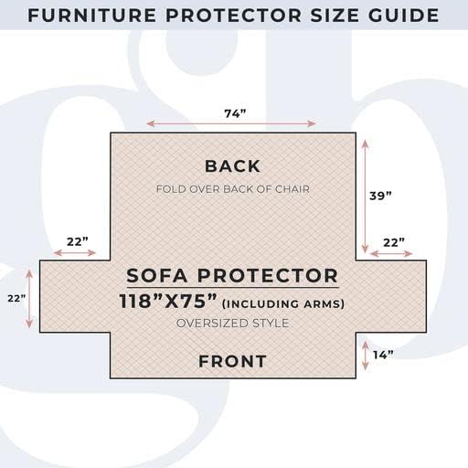 Medallion Stitched Solid Furniture Protector Stain Resistant Durable Furniture Protector Elenor Collection (Sofa, Mirage Gray/Flax)