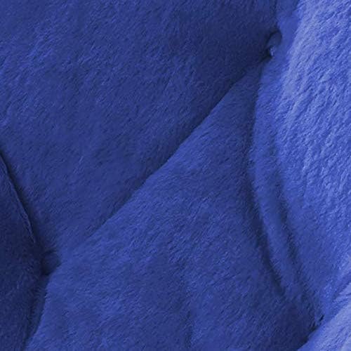 Urban Lifestyle Faux Fur Saucer Chair with Metal Frame, One Size, Blue