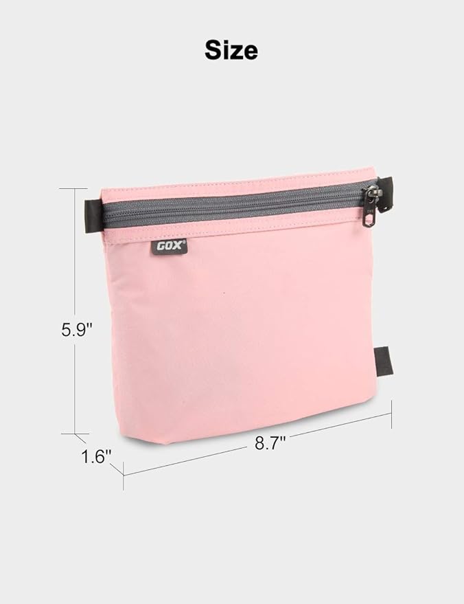 GOX Travel Toiletry Bag Carry On Zipper Pouch Cosmetic Kit Makeup Digital Bag Water Repellent Nylon (Pink)