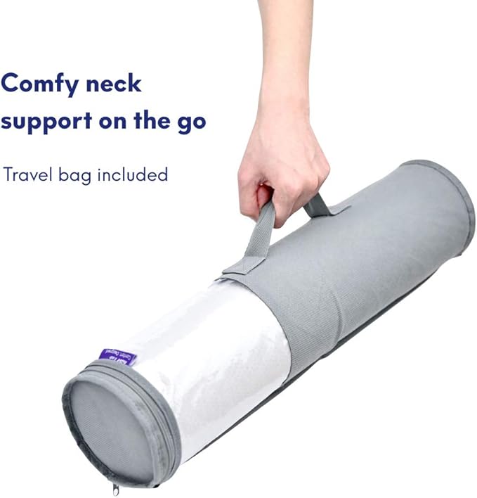 C CUSHION LAB Roll Pillow for Neck Relief - Extra Dense Memory Foam Round Cylinder Bolster for Cervical Support, Spondylosis, Neck Pain Relief, & Spine Lumbar Traction - Washable Cover & Travel Bag