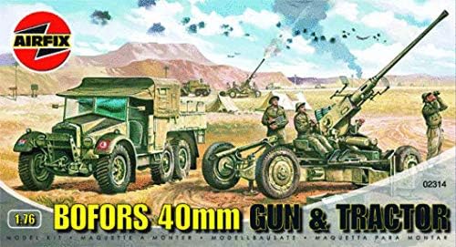 Airfix Vintage Classics Set - A02314V Bofors 40mm Gun & Tractor - Plastic Model Motor Vehicle Kits for Adults & Children 14+, Set Includes 107 Pieces, Sprues & Decals - 1:76 Scale Model Vehicle Set