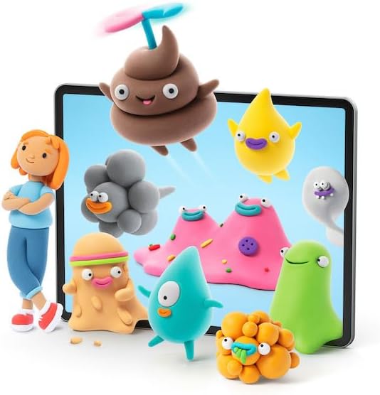 Fat Brain Toys Hey Clay Poop Oops, Air Dry Clay Kit with Interactive App for Kids & Tweens, Modeling Clay and Crafts Set