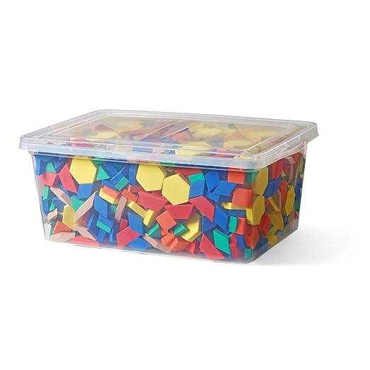 hand2mind Foam Pattern Blocks, Geometric Shapes for Kids, Pattern Play, Toddler Pattern Blocks, Learning Shapes for Kindergarten, 3D Shapes Manipulatives, Sorting Math Blocks (Set of 1,250)