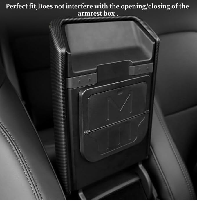 frani Center Console Armrest Cover Designed for Tesla Model 3 Highland 2024-2026 and Model Y Juniper 2026 Refresh,Non-Slip Designed with EZ Snap On Install-Carbon Fiber Texture