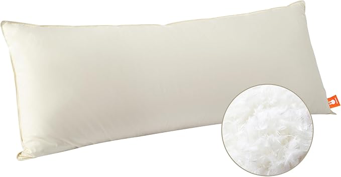 Goose Down Body Pillows for Adults, Large Body Pillow for Side Sleeper, Hugging Feather Body Pillow Insert, Cooling Full Length Long Pillow for Bed with 100% Organic Cotton Shell, Off-White 20" x 72"
