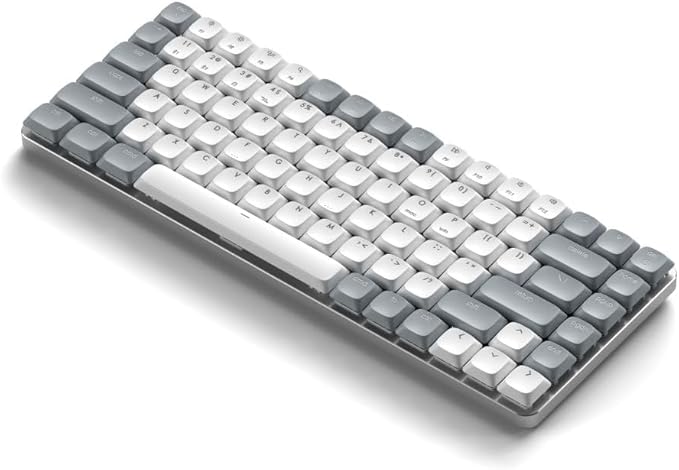 Satechi SM1 75% Mechanical Keyboard for Mac and Windows, LED Backlit Bluetooth Keyboard, 84 Keys Compact Wireless, Gaming, for Mac and Windows - Light Gray/White