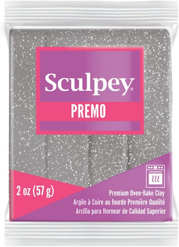 Sculpey Premo Polymer Oven-Bake Clay, White Gold Glitter, Non Toxic, 2 oz. bar, Great for jewelry making, holiday, DIY, mixed media and home décor projects