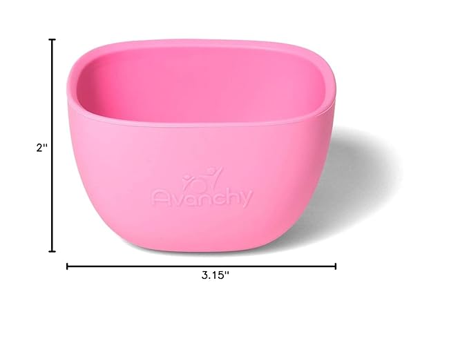 Avanchy Baby Bowls Silicone MINI Prep Bowl Set for Babies Kids Toddler for Feeding Food 4 oz, Pink
