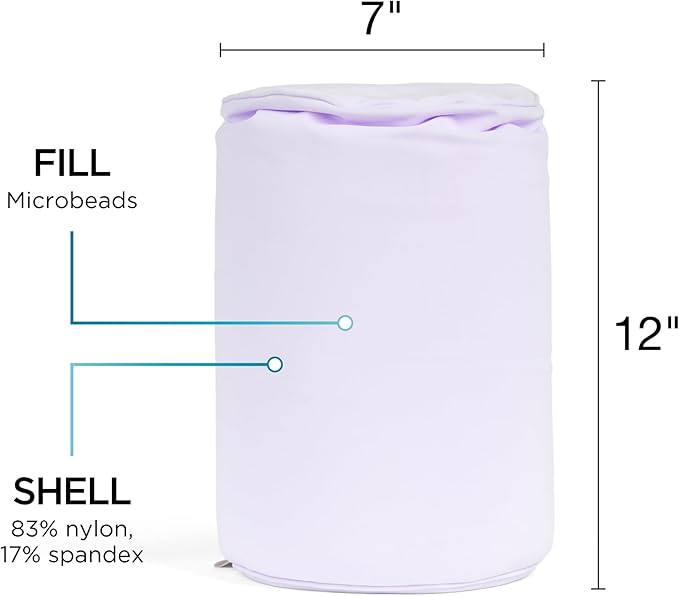 Brookstone Squishy FOM Cushion Pillow - The Original Stretchy, Comfy, Colorful Pillow for Neck, Lumbar Support, and Bed - for Sleeping, Car, Travel, Small, Lilac, 12 x 7 Inches