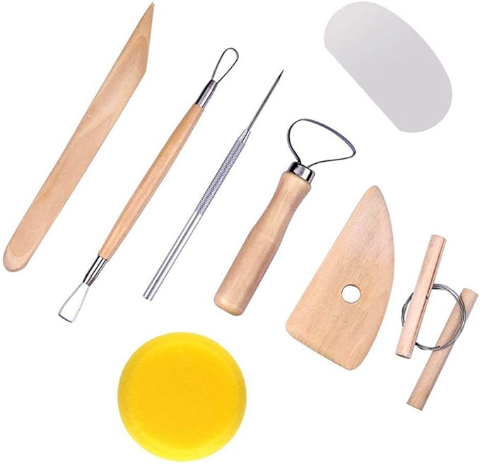 EuTengHao 19Pcs Pottery Tools Clay Sculpting Carving Tool Set Contains Most Essential Wooden Clay Tools for Potters