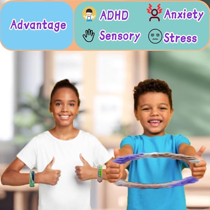 50PCS Sensory Fidget Toys for Kids Adults-Stretchy Fidget Bracelet&exture,Calming Autism Sensory Toys for Needs Autistic Children,Calm Down Toy for Toddler Girls Boys