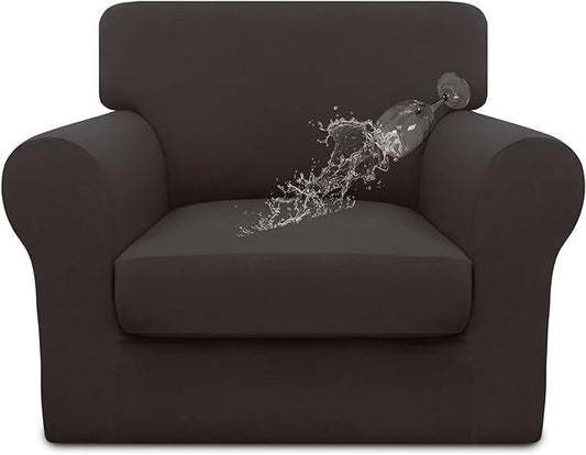 Easy-Going 100% Dual Waterproof Chair Cover Stretch Soft Couch Cover for Dogs, Sofa Slipcover for 1 Separate Cushion Couch Leakproof Furniture Protector for Kids, Pets Chocolate