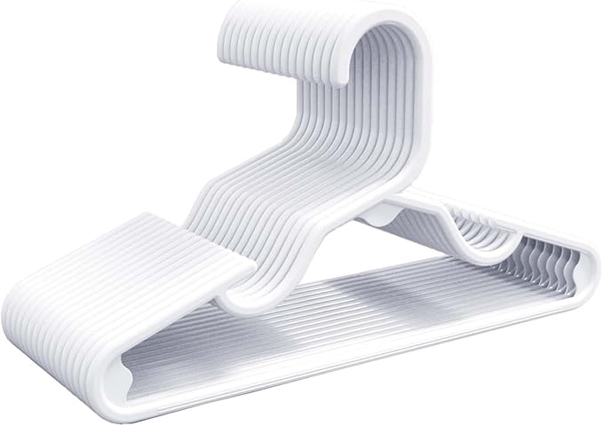 HOUSE DAY Premium Baby Hangers 20 Pack, 11 Inch Kids Plastic Hangers White, Slim Childrens Hangers for Infant, Toddler, and Child Clothes, Durable Baby Clothes Hangers for Closet