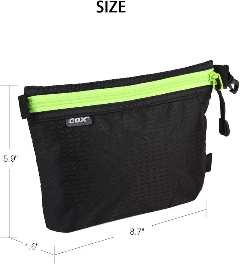 GOX Ultra Light Carry On Zipper Pouch Toiletry Bag Packing Sack Makeup Bag Digital bag (Black)