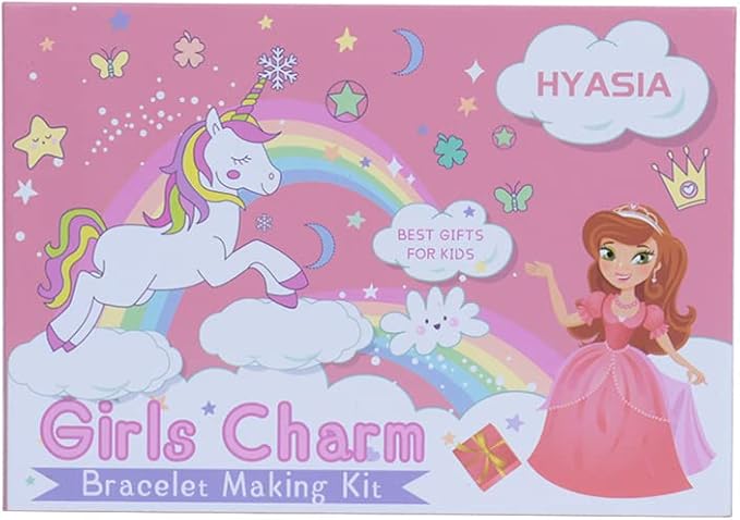 Girls Charm Bracelet Making Kit, Unicorn Toy Gifts for Ages 6 7 8 9 10+ Girls DIY Jewelry Making Kit for 8-12, Perfect Craft Kits Educational Toys - Finger Fine Motor Training and Inspires Creativity