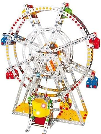 Ampersand Shops 14-Inch Tall DIY Metal Colorful Ferris Wheel Building Kit (954 Pieces) with Music and Lights