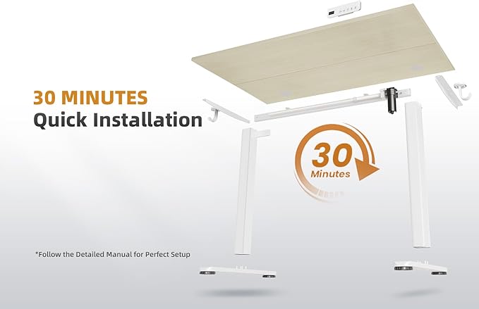YDN Electric Standing Desk Adjustable Height, 40 x 24 Inches Stand up Desk with Cable Management, Home Office Desks with Splice Board & White Frame, Nature Top