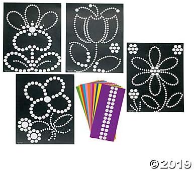 Fun Express - Sticker Dot Art - Spring Flowers for Spring - Stationery - Stickers - Make - A - Scene (Lrg) - Spring - 12 Pieces