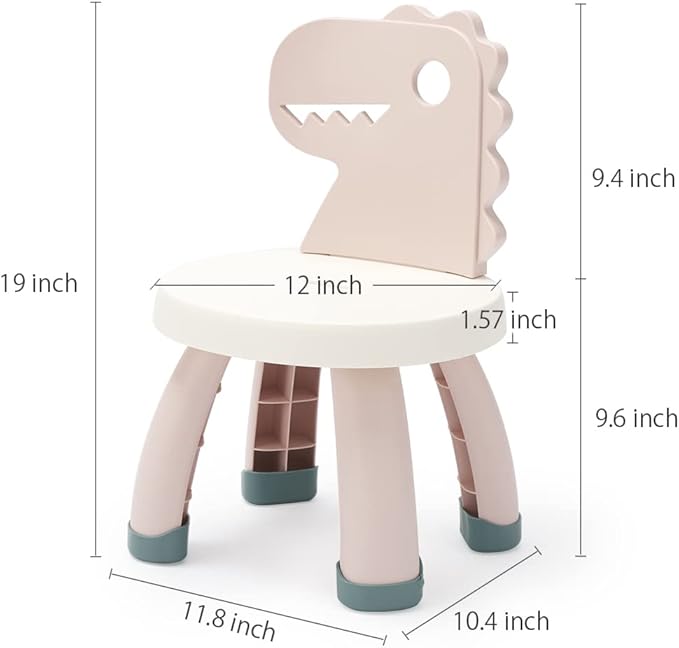 Toddler Chair,Plastic Kids Dino Chair,Sturdy Durable and Lightweight Toddler's Activity Chairs,Anti-Slip Ergonomic Design Kids Step Stool,Indoor or Outdoor Use for Boys Girls Aged 2+ (Pink)