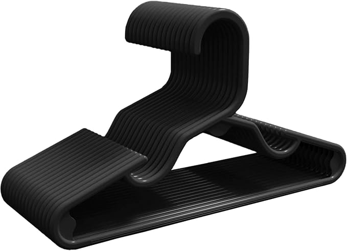 HOUSE DAY Premium Baby Hangers 20 Pack, 11 Inch Kids Plastic Hangers Black, Slim Childrens Hangers for Infant, Toddler, and Child Clothes, Durable Baby Clothes Hangers for Closet