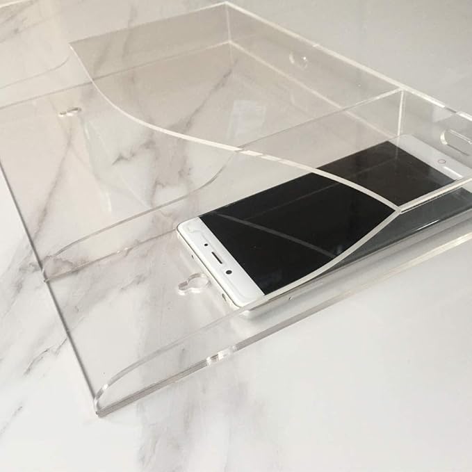 Acrylic Wall Mount Desk Organizer Storage Box for iPads Cell Phones Holder in Home Office (New 2 Grid)