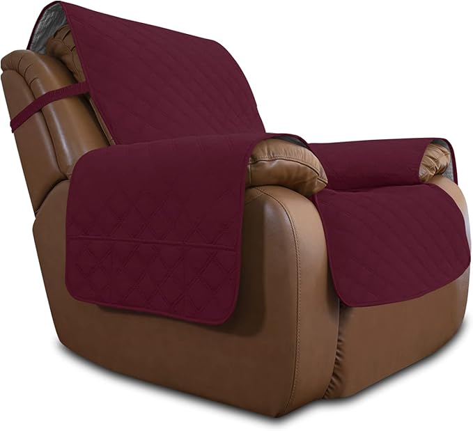 Easy-Going Sofa Slipcover Waterproof Oversized Recliner Chair Cover Non-Slip Fabric Couch Cover for Living Room Washable Furniture Protector for Pets Kids Children Dog Cat (Oversized Recliner, Wine)
