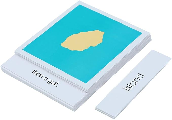 Kghios Land and Water Form Cards Set- Montessori Materials for Kids Geography Educational Tools Preschool Early at Home Learning Toys