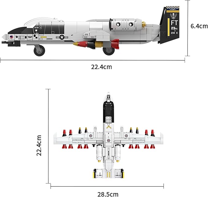 FANTASY&Co. A-10Attack Plane, Thunderbolt II,Warthog, Model Airplane Set, Plane Fun for Collectors and Kids Ages 6+ Years Old, Military Airplane Gift,Compatible with Lego Planes Model
