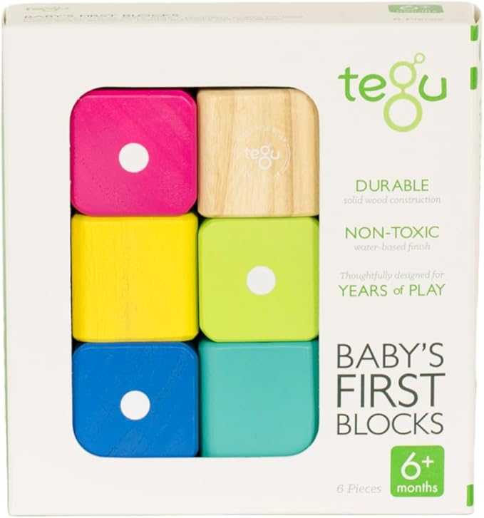 Tegu 6 Piece Magnetic Baby’s First Building Blocks, Tints