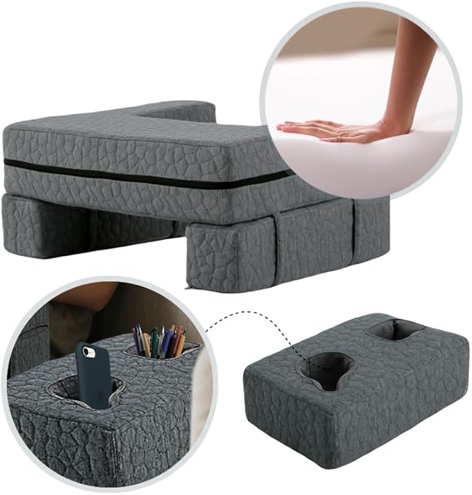 Extra Large Reading & Gaming Pillow with Coaster, Lap Desk Pillow for Laptop for Adult, Memory Foam Bed Desk for Working, Gaming, Reading & Writing Laptop Desk for Couch Bed Floor