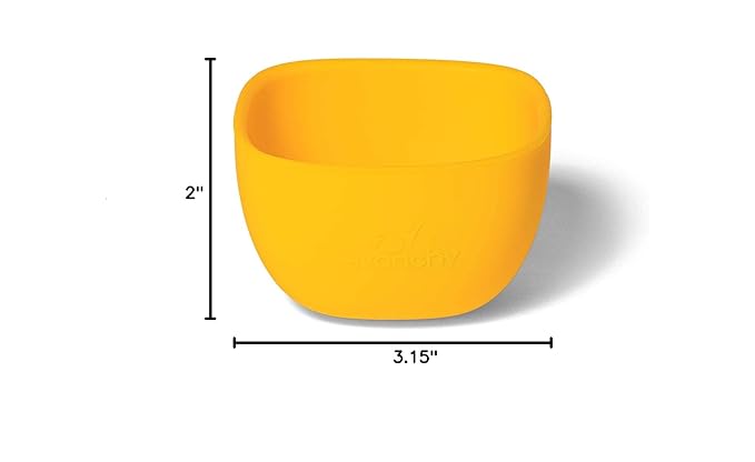 Avanchy Baby Bowls Silicone MINI Prep Bowl Set for Babies Kids Toddler for Feeding Food 4 oz, Yellow