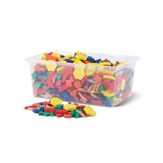 hand2mind Plastic Pattern Blocks for Kids, Shapes for Kindergarten, Montessori Toys, Geometric Shapes, Symmetry, Shape Recognition, Pattern Blocks for Classroom (Set of 1,250)