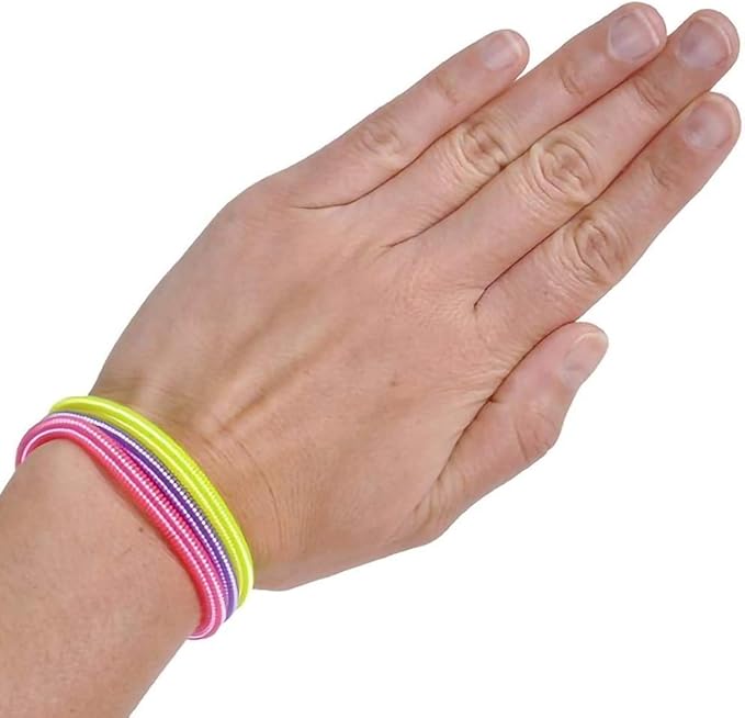 ArtCreativity Spring Bracelets - Pack of 12 Elastic Plastic Wristbands in Assorted Neon Colors - Fun Party Favor, Carnival Prize - Amazing Gift for kids, adults