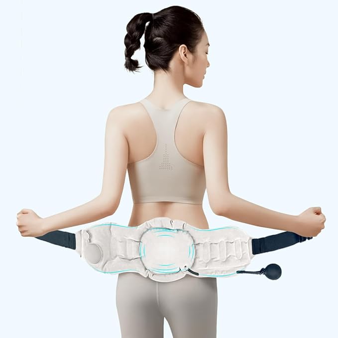 Inflatable Lumbar Pillow for Airplane Travel Lumbar Support Pillow for Office Chair/Car Seat Dual-Zone Adjustable Back Support for Reducing Lower Back Pain