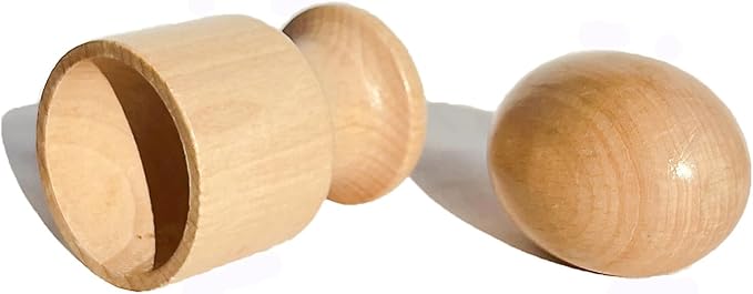 Montessori Materials Wooden Egg with Cup for Toddler Toy