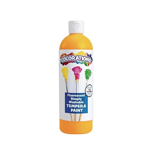 Colorations Simply Washable Tempera Paint, Fluorescent Neon Orange - 16 oz.
