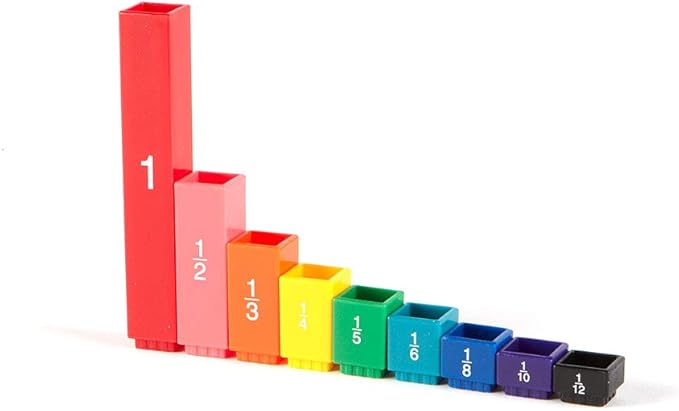 hand2mind Rainbow Fraction Tower Cubes, Fraction Equivalency, Math Blocks, Montessori Math Materials for Kids, Teacher Supplies for Math Classroom, Math Manipulatives 4th Grade (Set of 51)