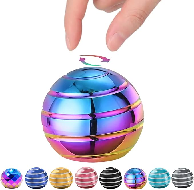 Kryfa Kinetic Desk Toys, Fidget Toys Kids Adults, Adults Office Desk Toys, Metal Kinetic Fidget Spinners for Kids Party Favors, Stocking Stuffers for Kids (1.54", Rainbow)
