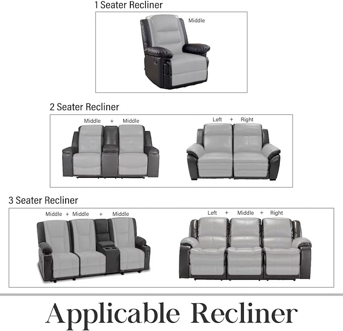 TOMORO Non-Slip Recliner Sofa Cover - 100% Waterproof Recliner Chair Slipcover Furniture Protector, Washable Couch Cover with Elastic Straps for Dog and Kids, Dark Gray, 23 Inch Middle