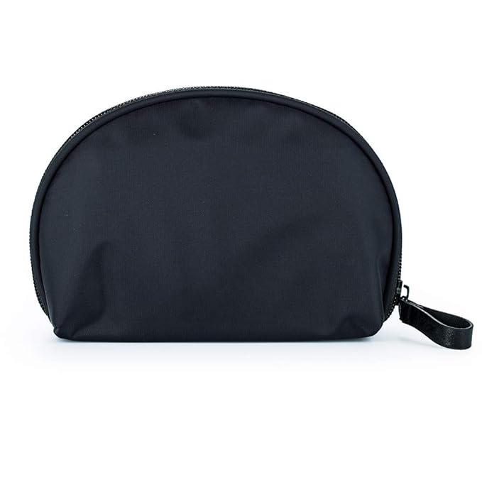 Hekyip Half Moon Cosmetic Bag, Travel Makeup Pouch, Portable Waterproof Cosmetic Pouch for Girls Women, Small (ALL BLACK)