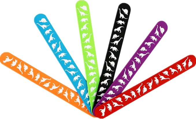 6pcs Cartoon Dragon Dinosaur Theme Party Slap Bracelets silicone Wristbands