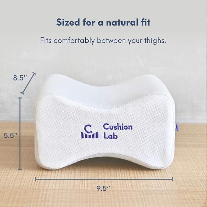 Cushion Lab Extra Dense Orthopedic Knee Pillow for Back Pain Relief, Leg Pain, Hip, Pregnancy, Sciatica & Joint Pain - Memory Foam Wedge Pillow Contour