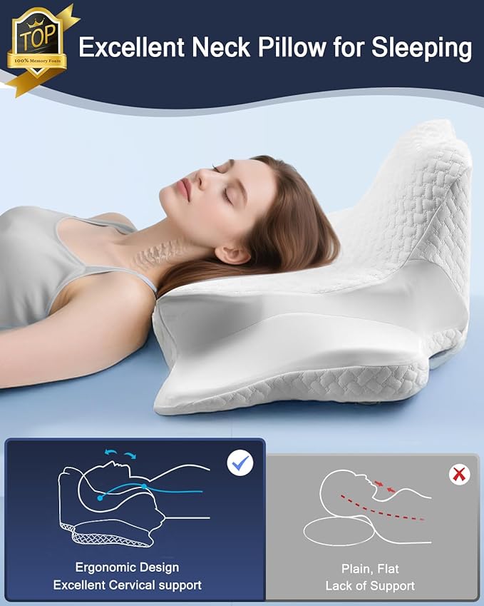 Cervical Neck Pillows&Reading Pillow for Bed Rest Lying,Book Leaning Wedge and Prone, Ergonomic Memory Foam Bed Wedge Pillow for Headboard, Chin & Back Support Pillows on Bedrest Couch(White)