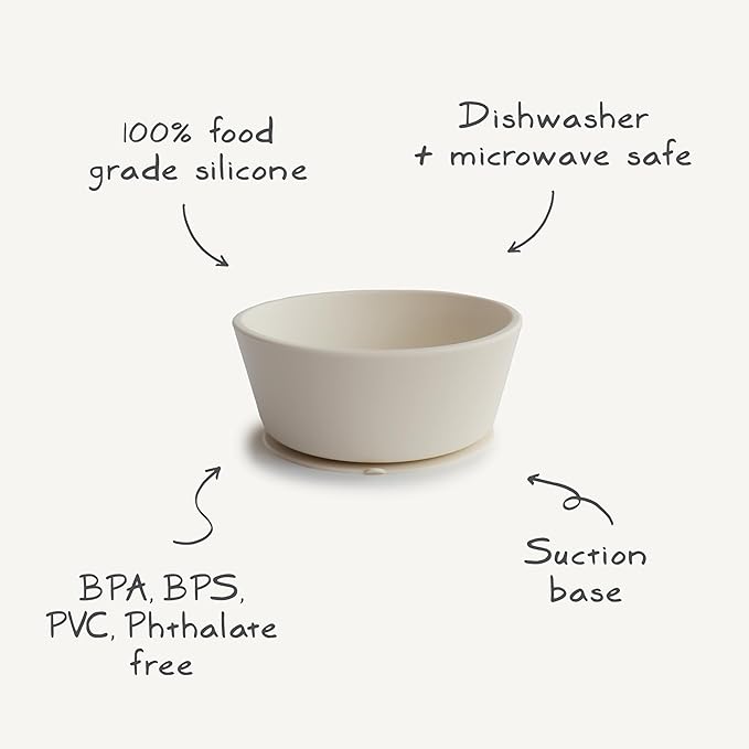 mushie Silicone Suction Bowl | BPA-Free Non-Slip Design (Woodchuck)