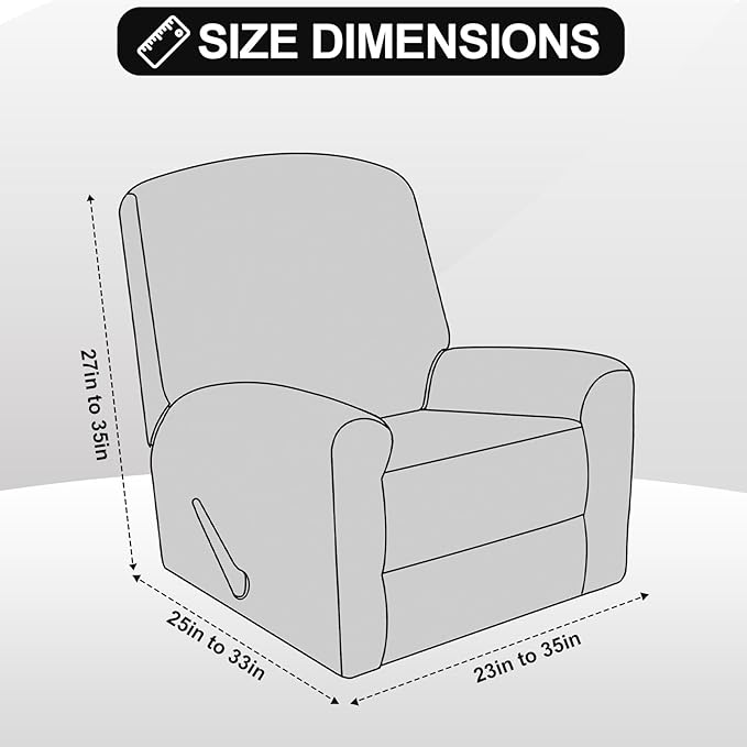 FestiCorp Recliner Chair Covers Real Velvet 4-Pieces Recliner Covers for Small Lazy Boy Recliner Chair Stretch Recliner Sofa Slipcovers Furniture Protector with Side Pocket & Elastic Bottom, Camel