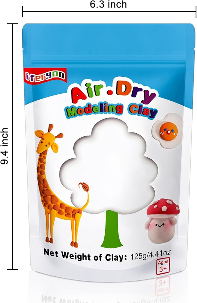 ifergoo Modeling Clay, 24/36 Colors Air Dry Clay Best Gift for Kids, Super Light Magic Clay with Sculpting Tools and Project, No-Sticky and Non-Toxic (White Color)