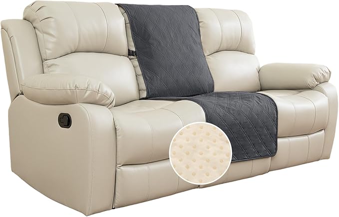 TOMORO Non-Slip Recliner Sofa Cover - 100% Waterproof Recliner Chair Slipcover Furniture Protector, Washable Couch Cover with Elastic Straps for Dog and Kids, Dark Gray, 23 Inch Middle